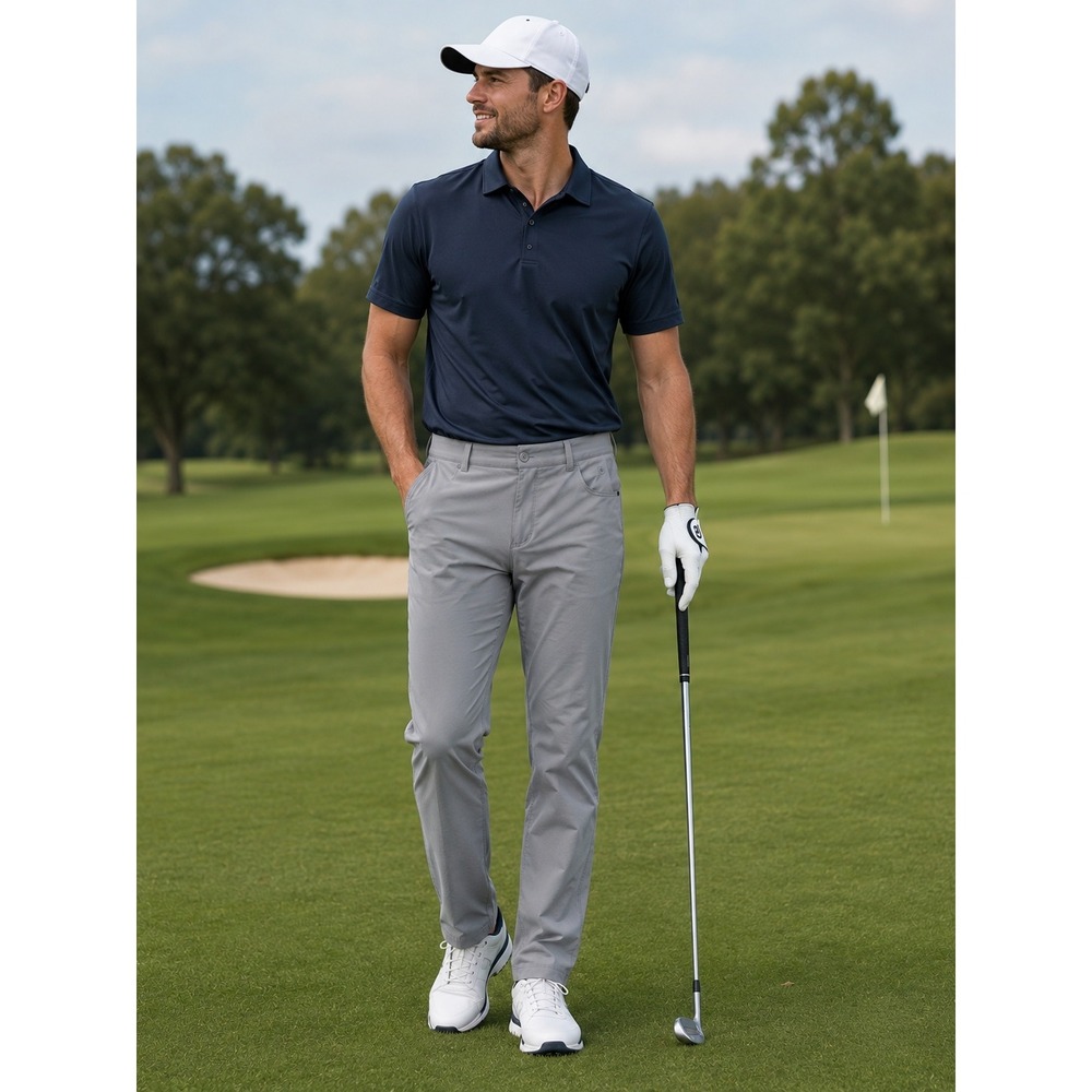 Greg Norman Golf Pants Mens 36x32 Grey Performance 5-Pocket Shark Logo Trousers